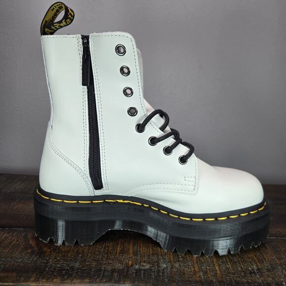 NEW Dr Doc Martens Jadon Womens Size 7 Platform Leather Combat Boots White Black - Picture 8 of 13